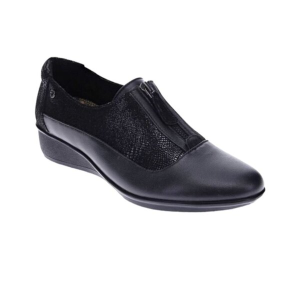 Revere Tangier Zip Loafer Shoe US 8 Black French Black Lizard Leather - Picture 2 of 12